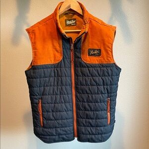 Howler Brothers Men's Quilted Merlin Vest in Orange and Navy